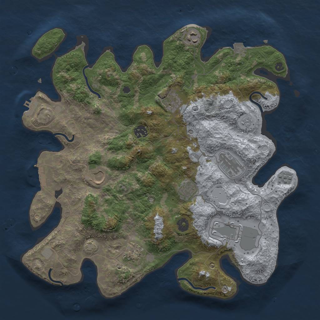 Rust Map: Procedural Map, Size: 3700, Seed: 91829, 17 Monuments
