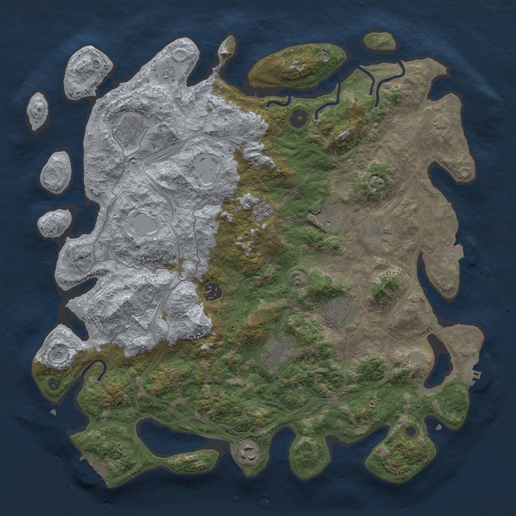 Rust Map: Procedural Map, Size: 4250, Seed: 770901592, 16 Monuments