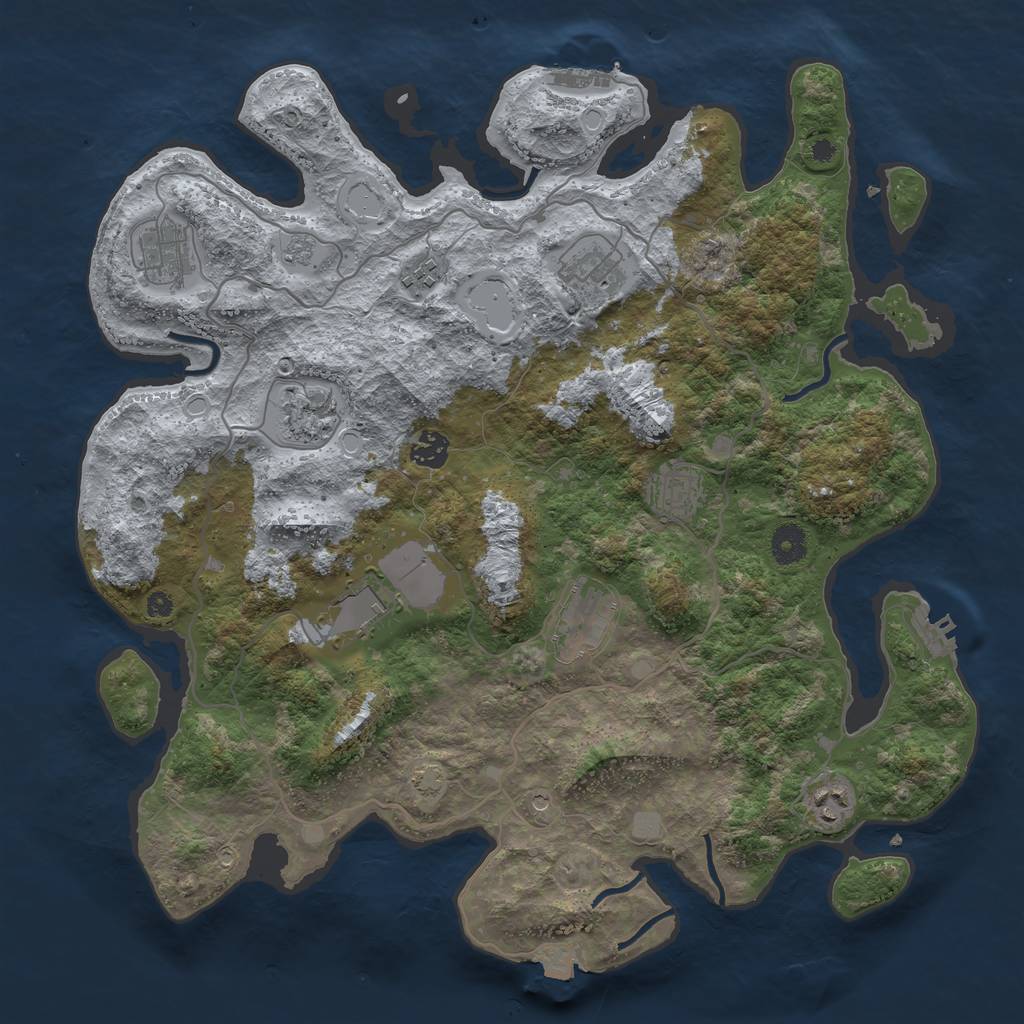 Rust Map: Procedural Map, Size: 4000, Seed: 1057806420, 17 Monuments