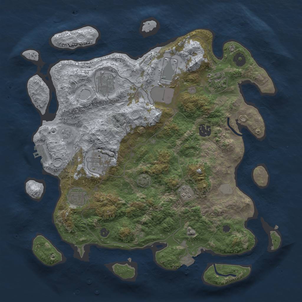 Rust Map: Procedural Map, Size: 3500, Seed: 4151, 13 Monuments