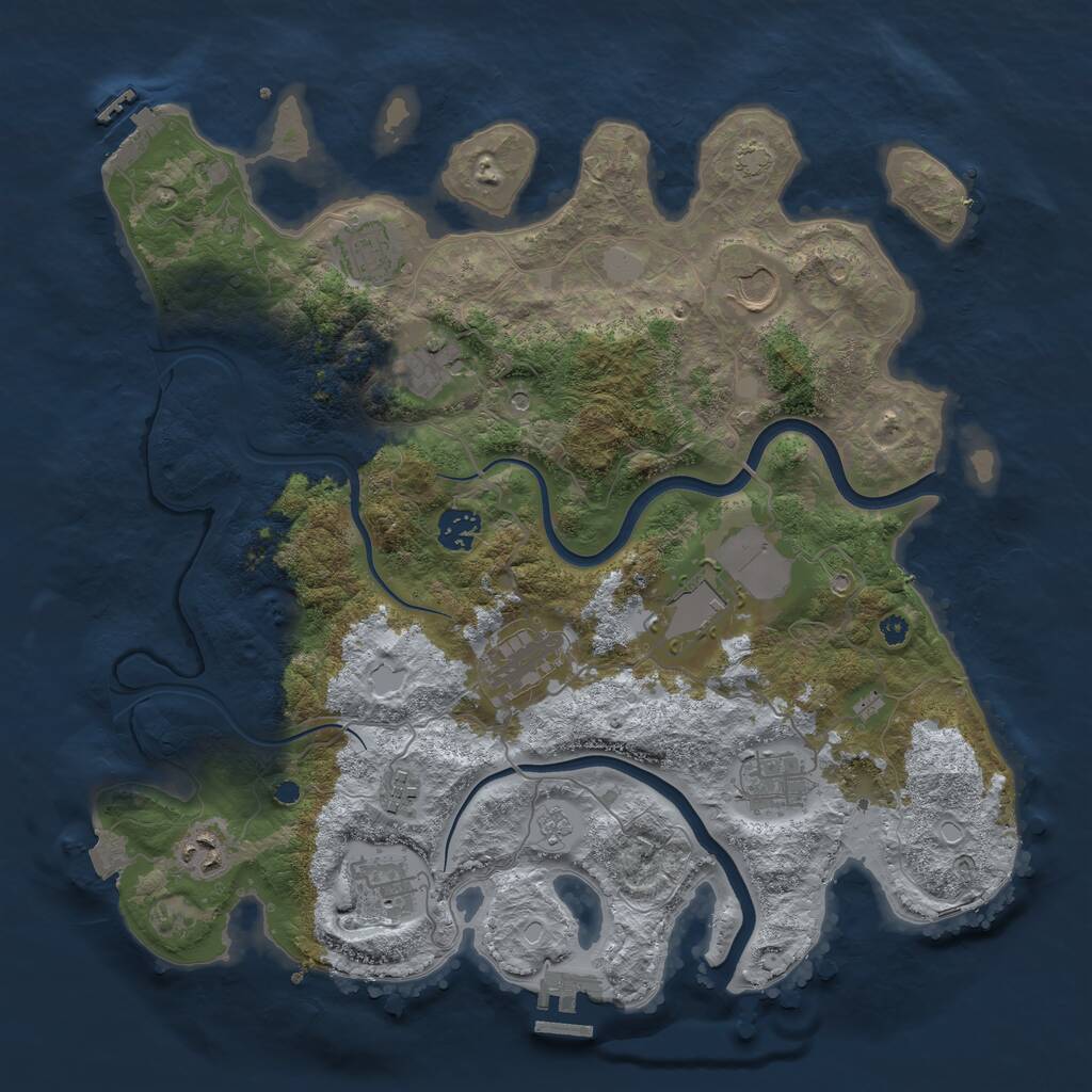 Rust Map: Procedural Map, Size: 3800, Seed: 329982062, 16 Monuments