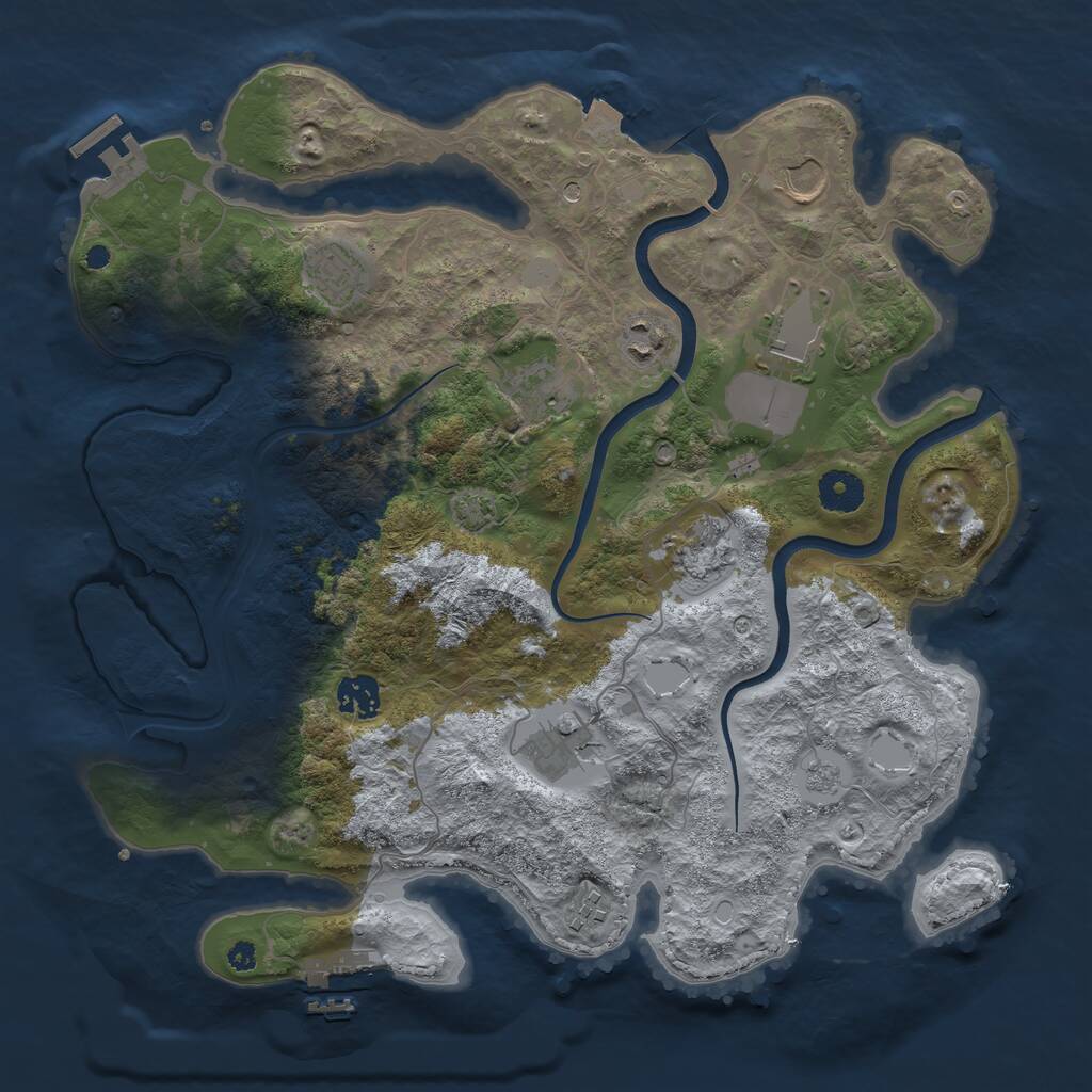 Rust Map: Procedural Map, Size: 3700, Seed: 961029242, 15 Monuments