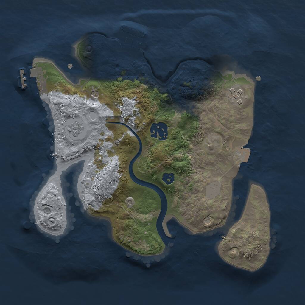 Rust Map: Procedural Map, Size: 2500, Seed: 2801, 7 Monuments
