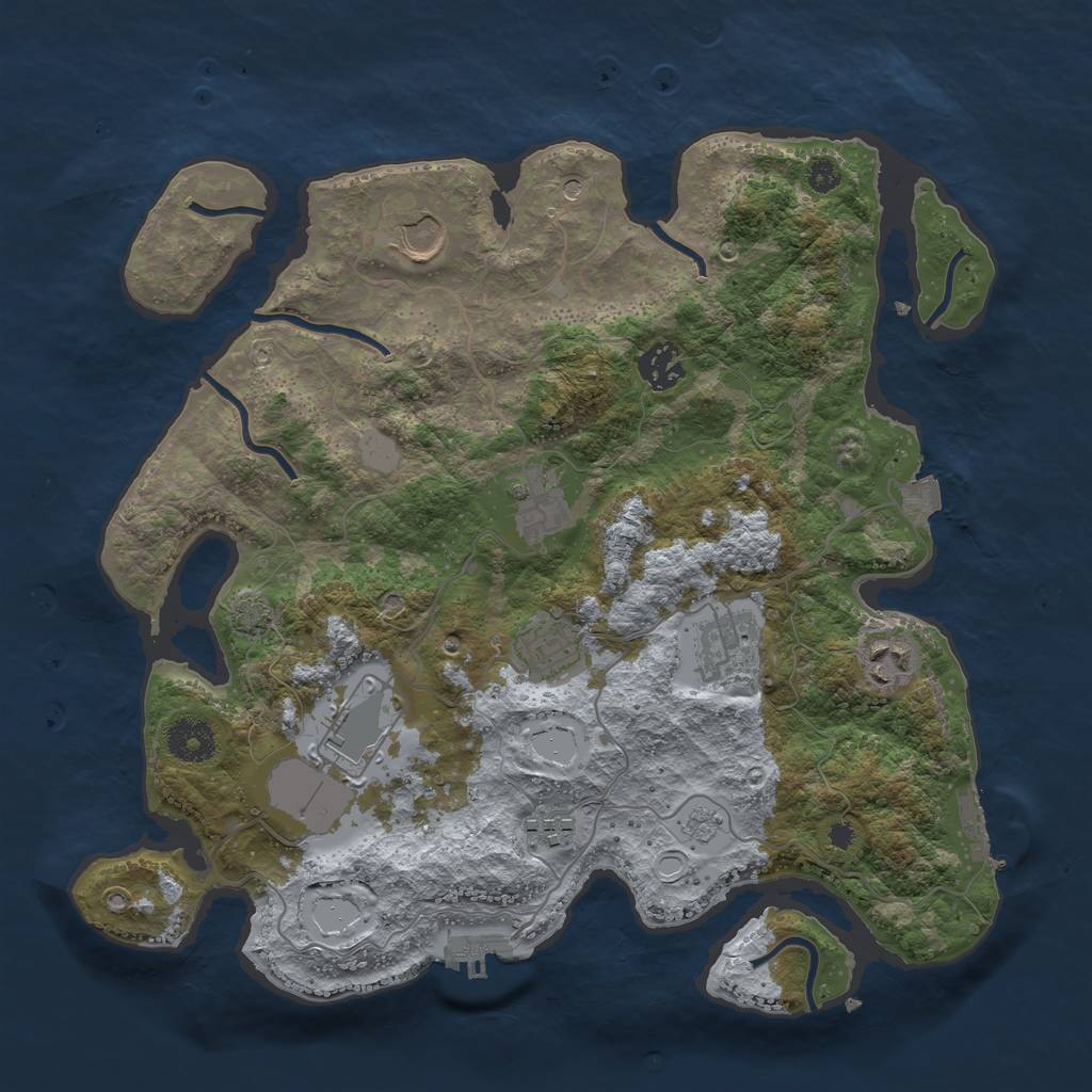 Rust Map: Procedural Map, Size: 3500, Seed: 645671440, 16 Monuments