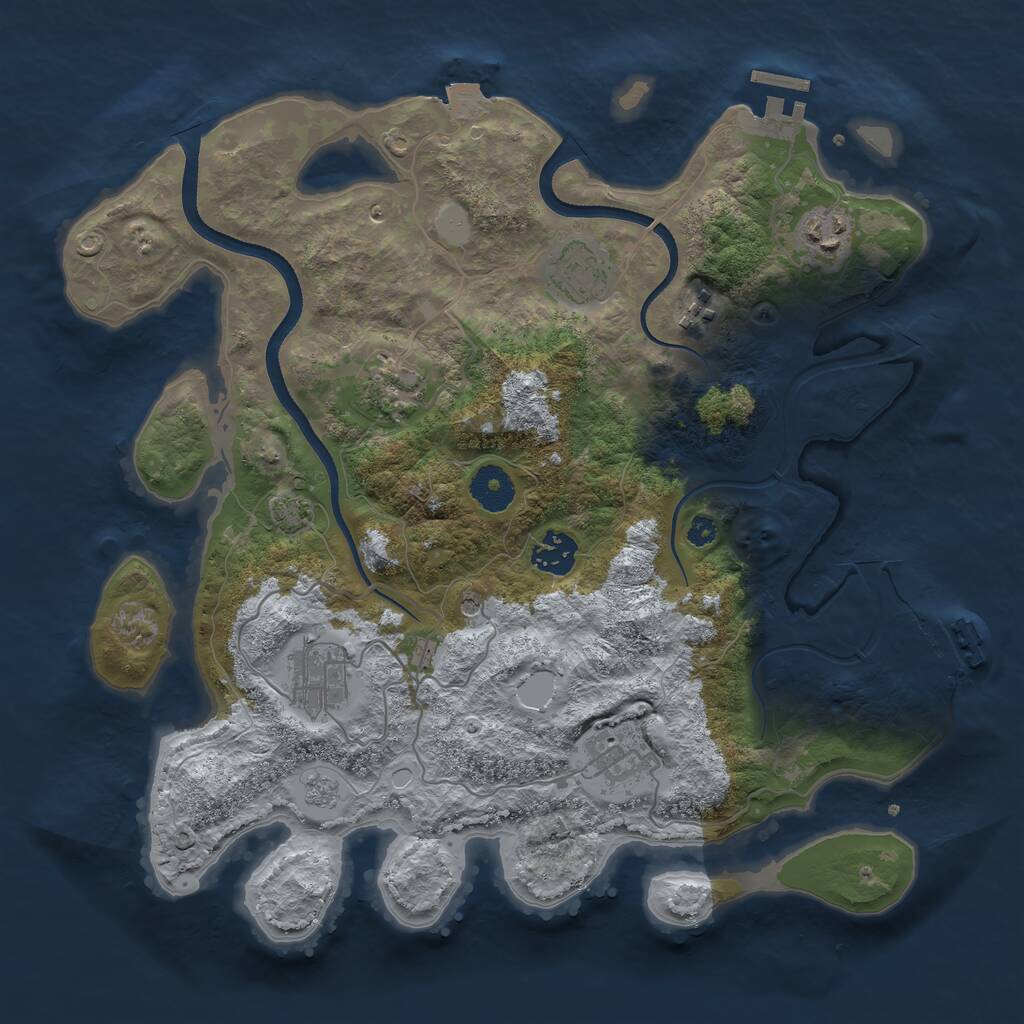 Rust Map: Procedural Map, Size: 3500, Seed: 43527, 13 Monuments