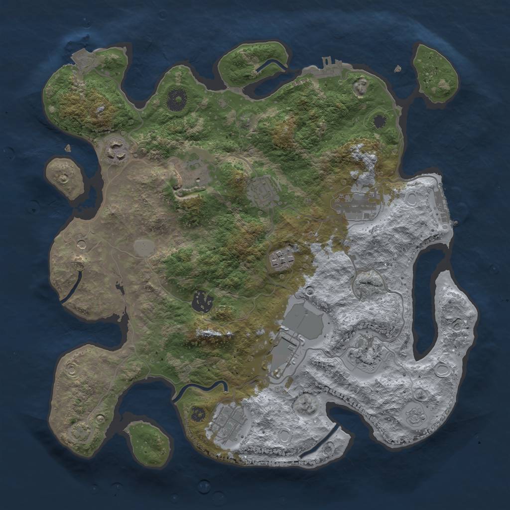 Rust Map: Procedural Map, Size: 3500, Seed: 187650900, 17 Monuments