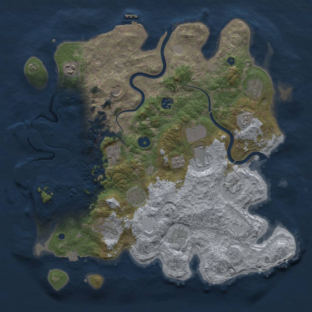 Rust Map: Procedural Map, Size: 3950, Seed: 837875363, 17 Monuments