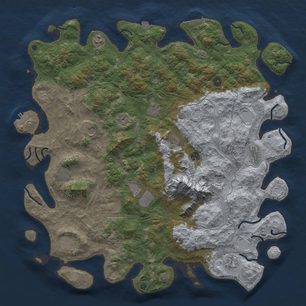 Rust Map: Procedural Map, Size: 5000, Seed: 641476910, 19 Monuments