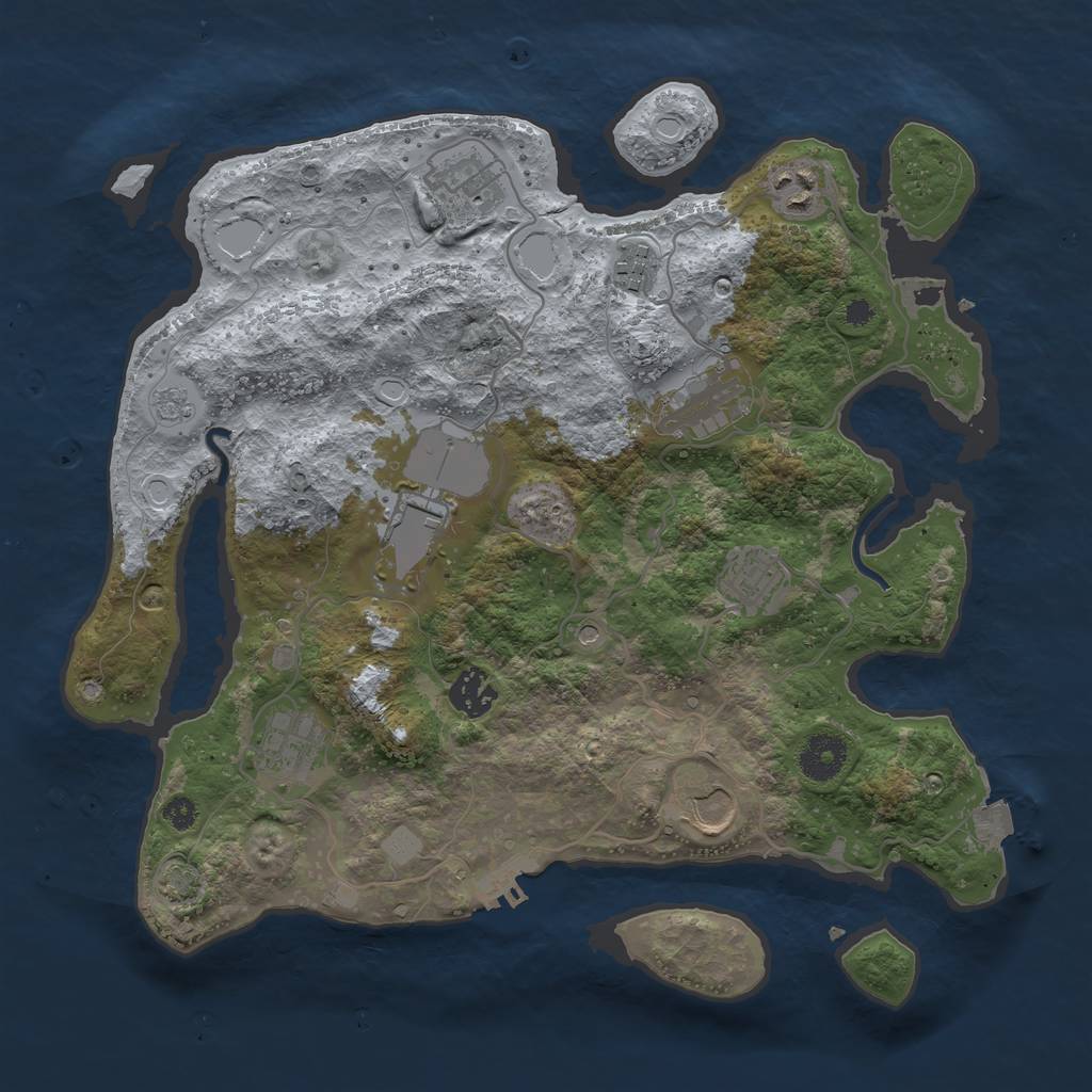 Rust Map: Procedural Map, Size: 3500, Seed: 1675522496, 16 Monuments