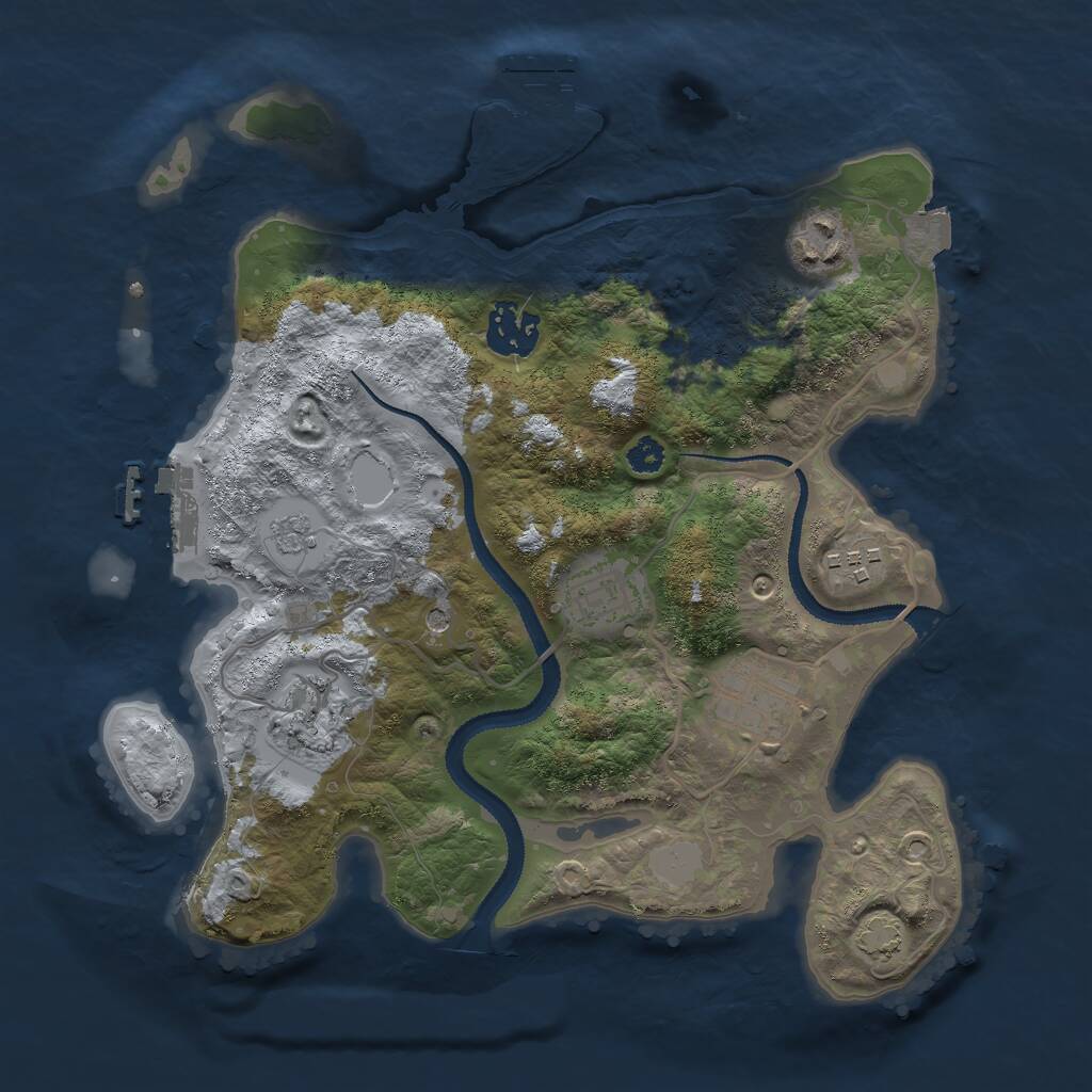 Rust Map: Procedural Map, Size: 3000, Seed: 185513451, 12 Monuments