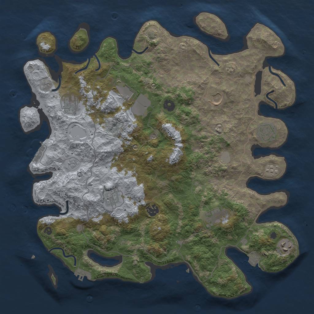 Rust Map: Procedural Map, Size: 4000, Seed: 1053532741, 17 Monuments