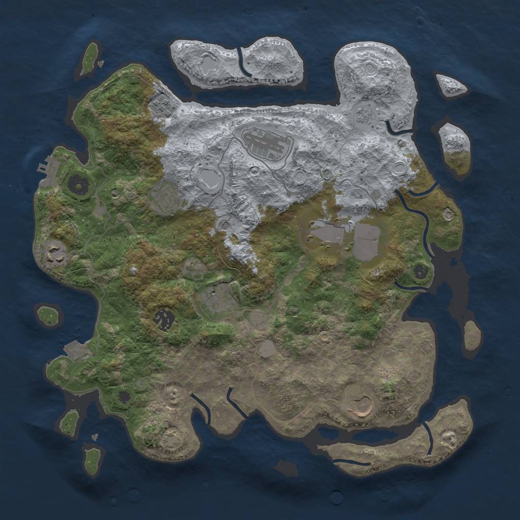 Rust Map: Procedural Map, Size: 3700, Seed: 2129716410, 15 Monuments
