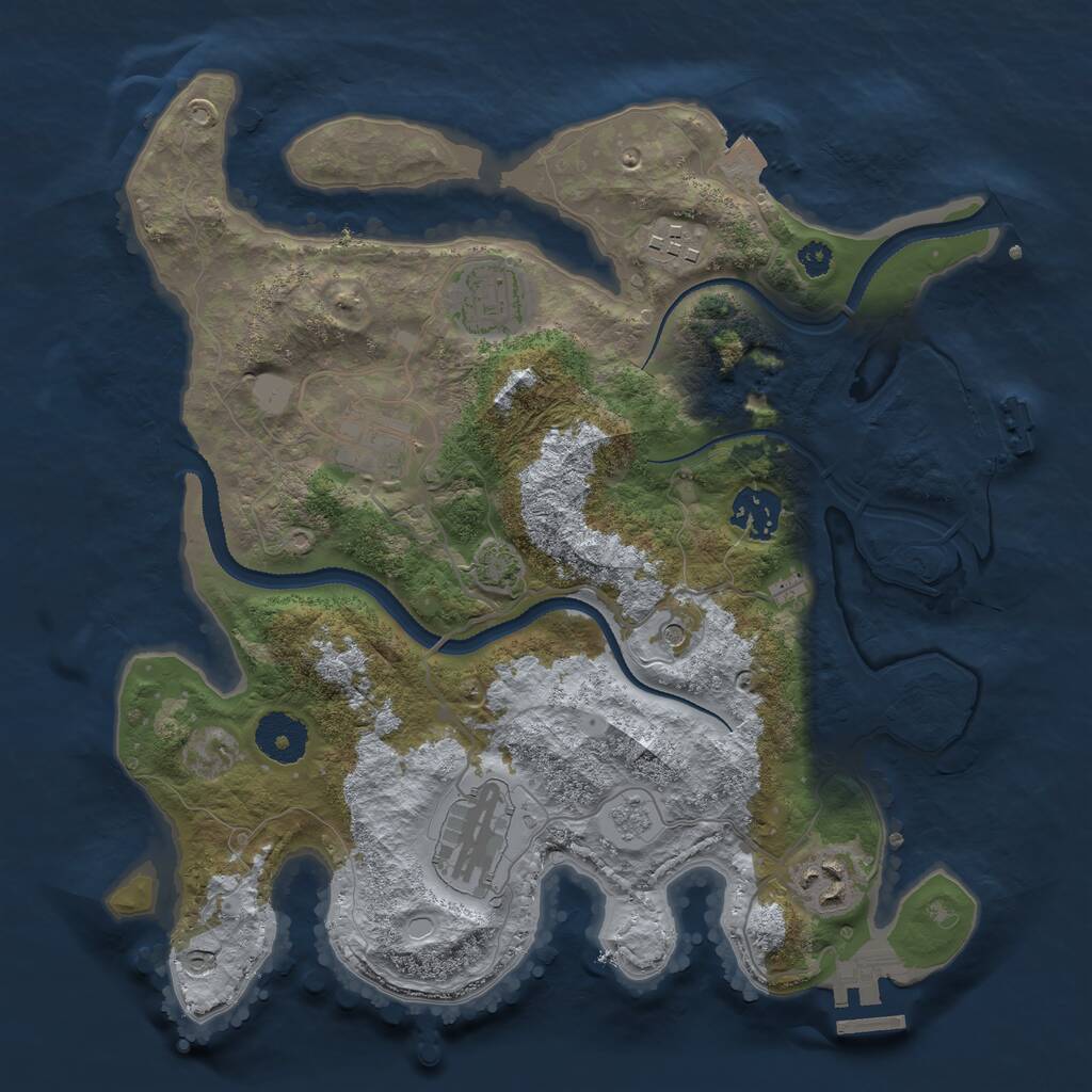 Rust Map: Procedural Map, Size: 3200, Seed: 1907325572, 12 Monuments