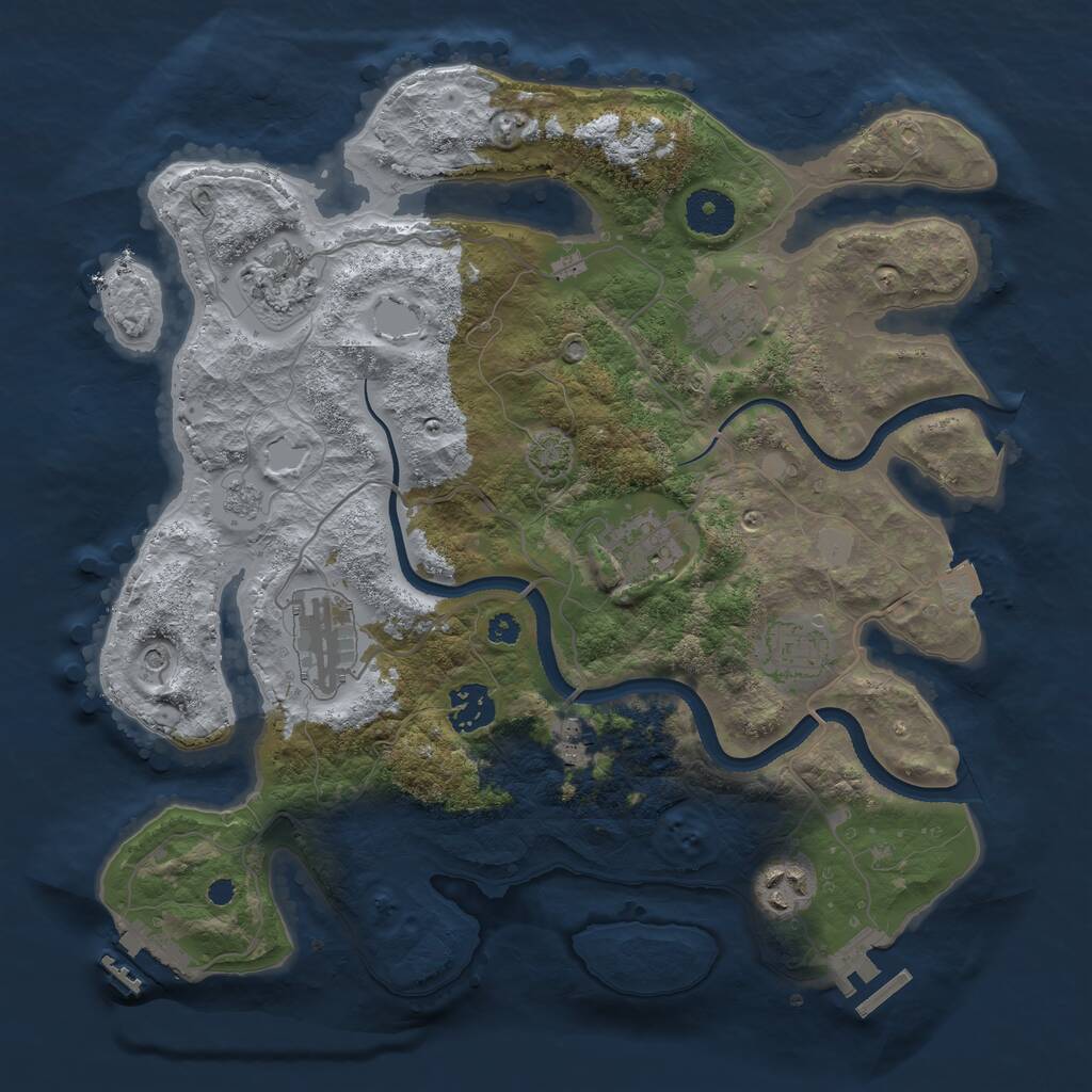 Rust Map: Procedural Map, Size: 3400, Seed: 47214, 14 Monuments