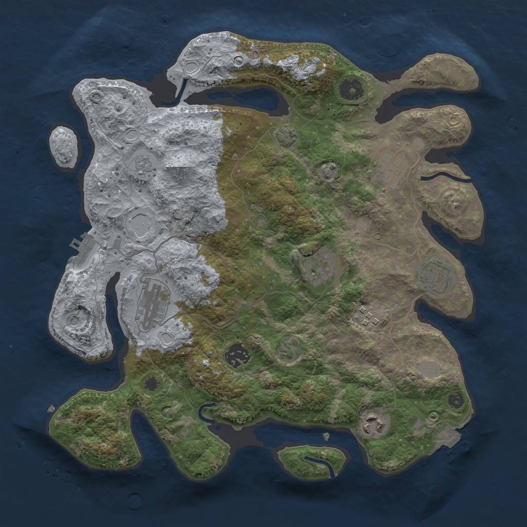 Rust Map: Procedural Map, Size: 3400, Seed: 47214, 14 Monuments