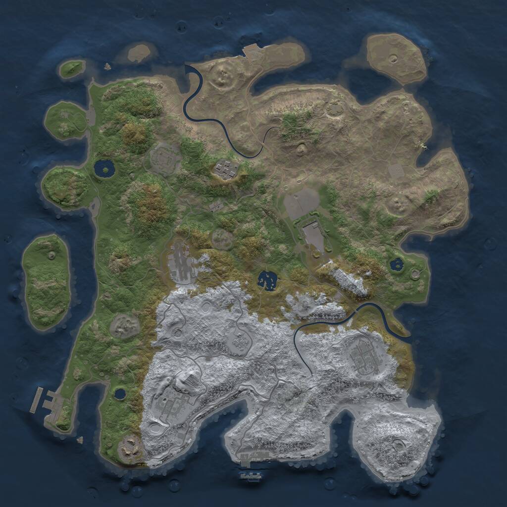 Rust Map: Procedural Map, Size: 3800, Seed: 1386899882, 14 Monuments