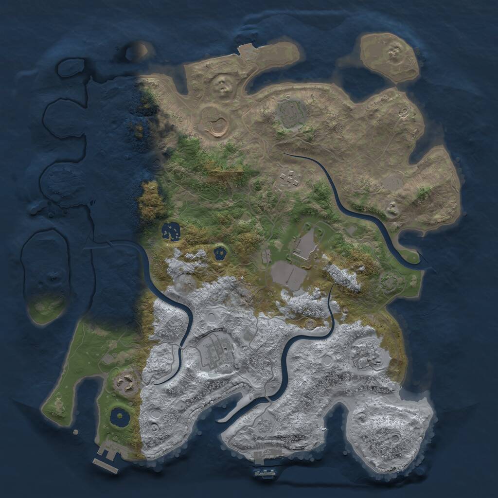 Rust Map: Procedural Map, Size: 3800, Seed: 1386899882, 14 Monuments