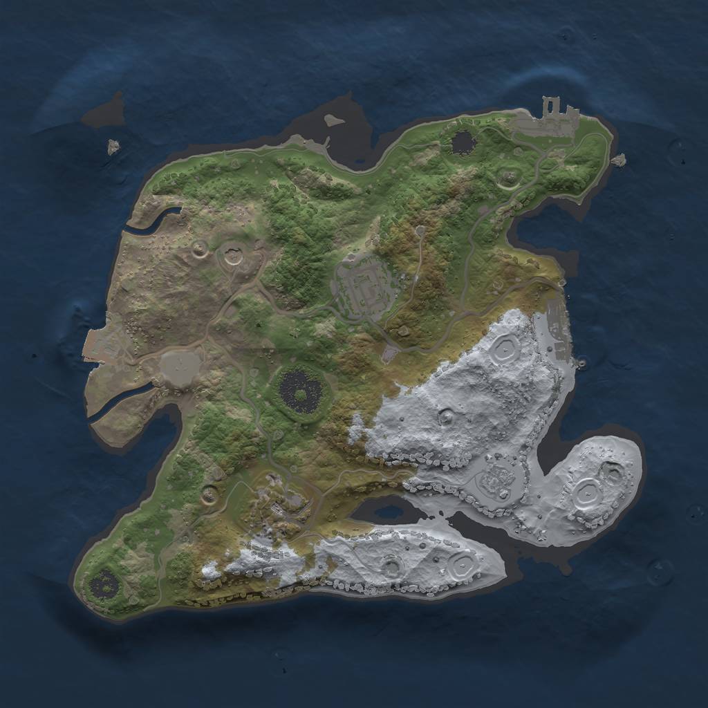 Rust Map: Procedural Map, Size: 2500, Seed: 6747, 9 Monuments
