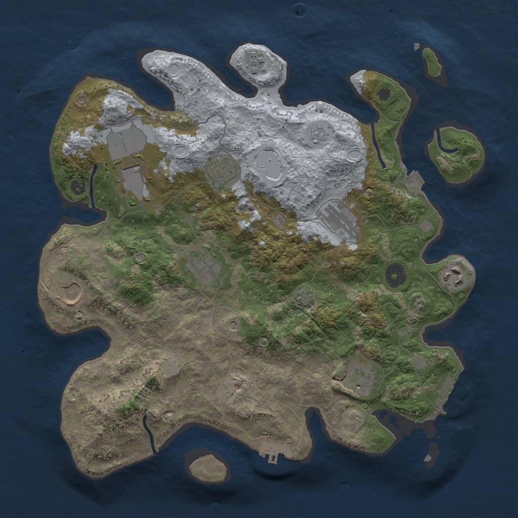 Rust Map: Procedural Map, Size: 3500, Seed: 646662158, 16 Monuments