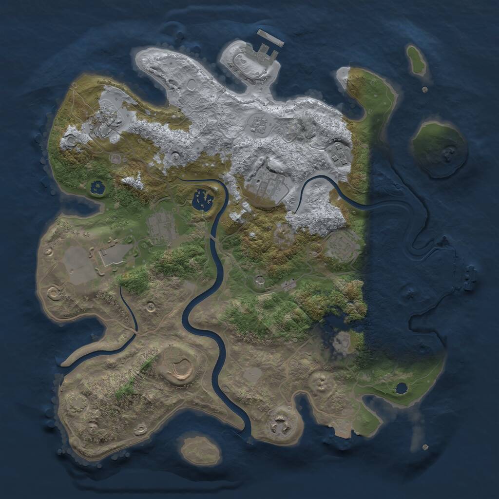 Rust Map: Procedural Map, Size: 3500, Seed: 646662158, 16 Monuments