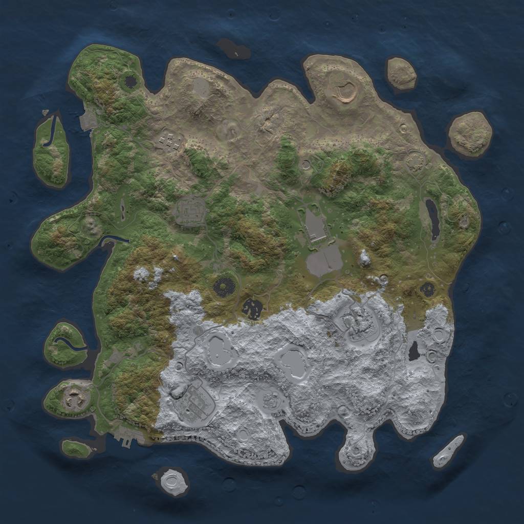 Rust Map: Procedural Map, Size: 3800, Seed: 1177353705, 15 Monuments