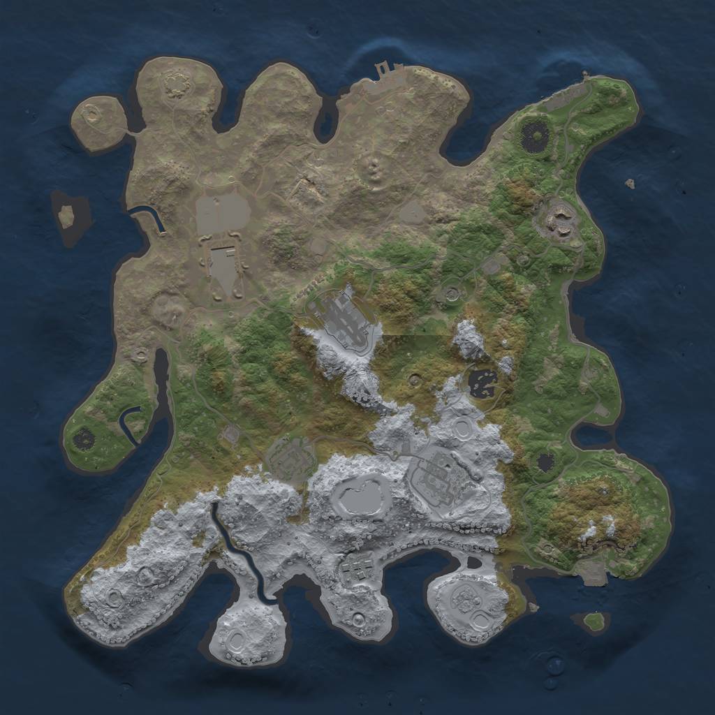 Rust Map: Procedural Map, Size: 3500, Seed: 1076905765, 15 Monuments