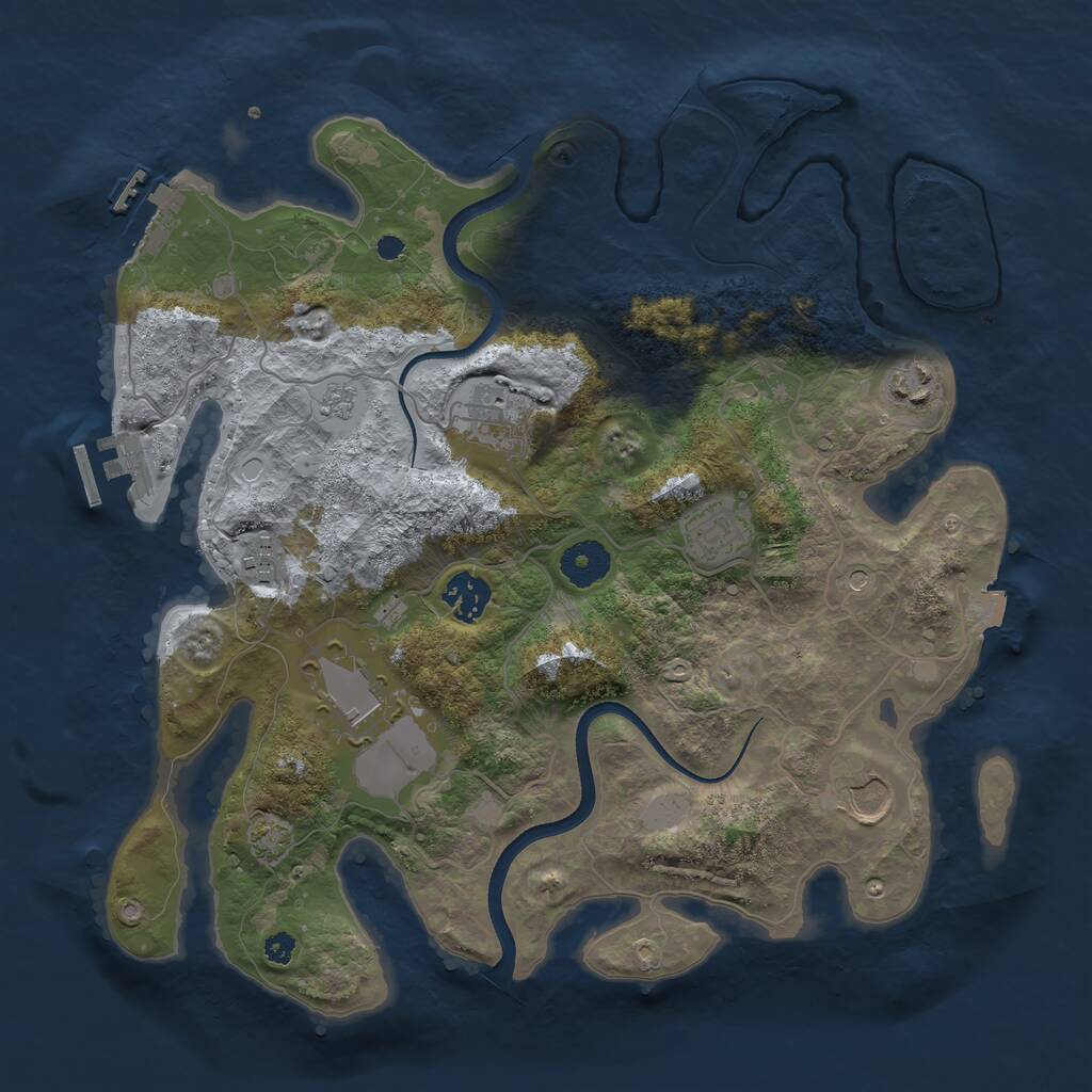 Rust Map: Procedural Map, Size: 3500, Seed: 886766200, 13 Monuments