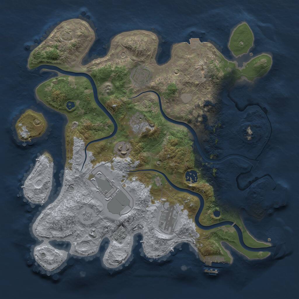 Rust Map: Procedural Map, Size: 3500, Seed: 1130187894, 13 Monuments