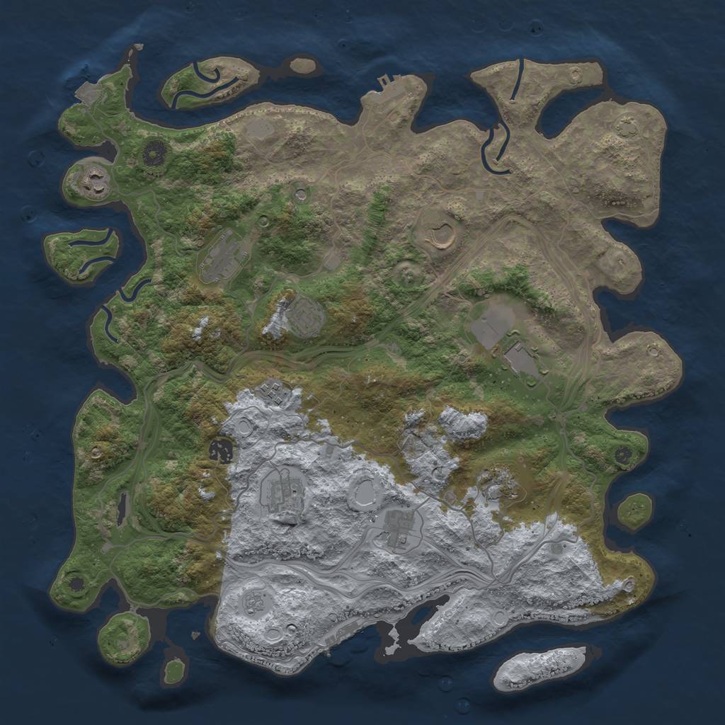 Rust Map: Procedural Map, Size: 4250, Seed: 1976736063, 18 Monuments
