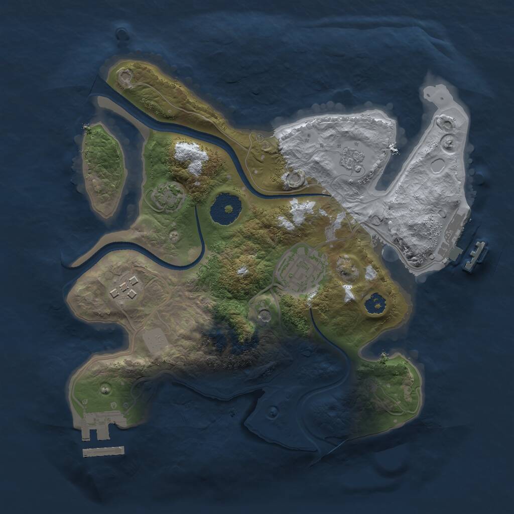 Rust Map: Procedural Map, Size: 2500, Seed: 100256823, 8 Monuments