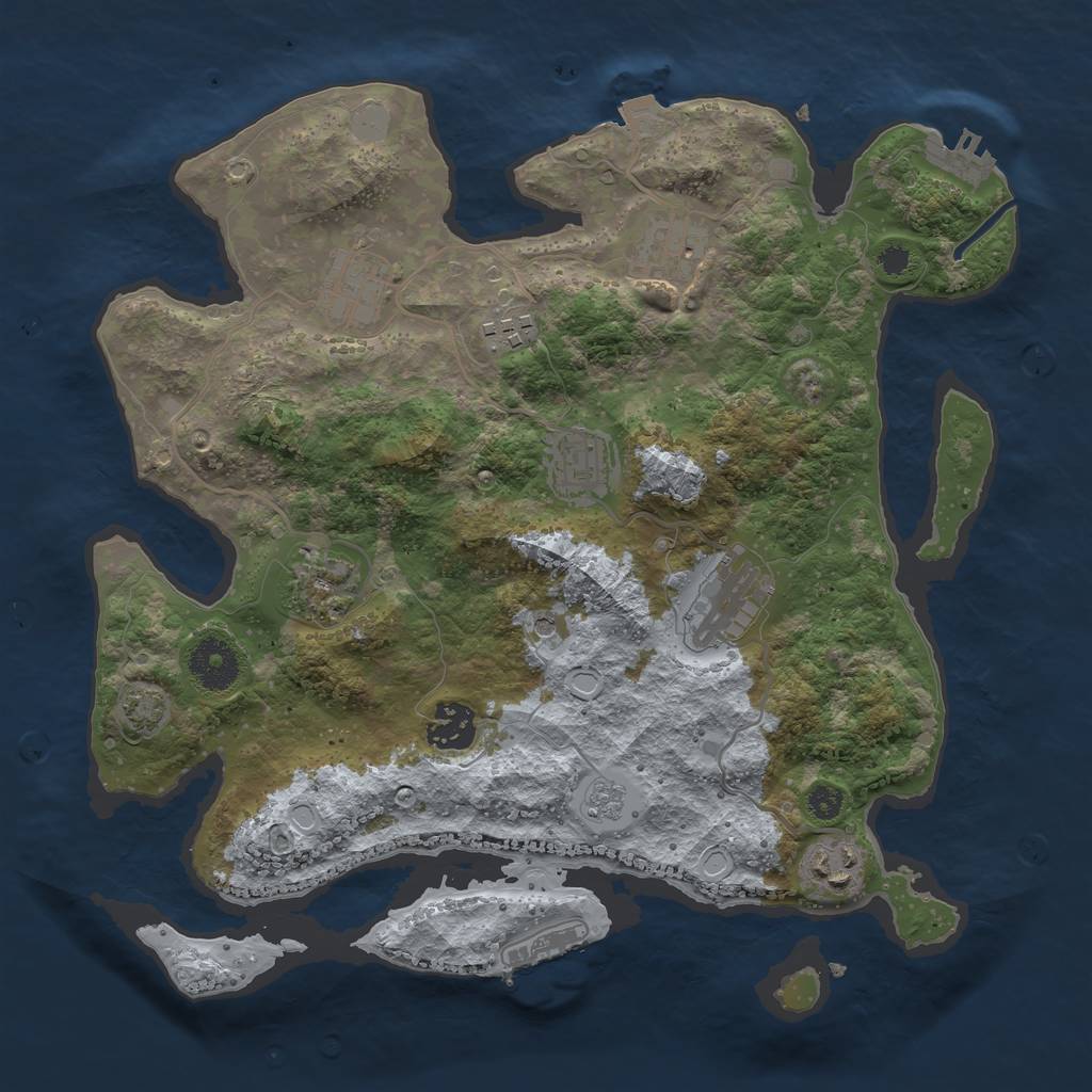 Rust Map: Procedural Map, Size: 3300, Seed: 1744804036, 16 Monuments