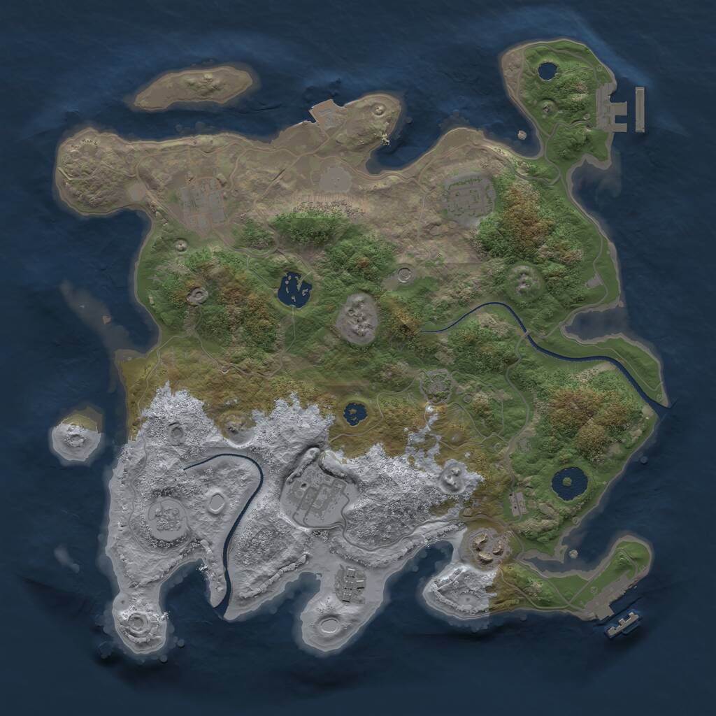 Rust Map: Procedural Map, Size: 3200, Seed: 625822, 12 Monuments