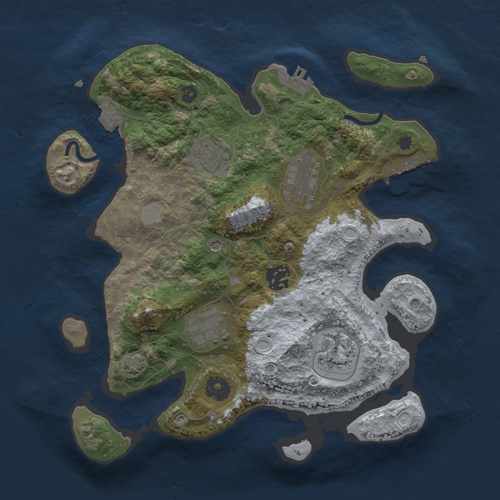 Rust Map: Procedural Map, Size: 3000, Seed: 1281956063, 12 Monuments