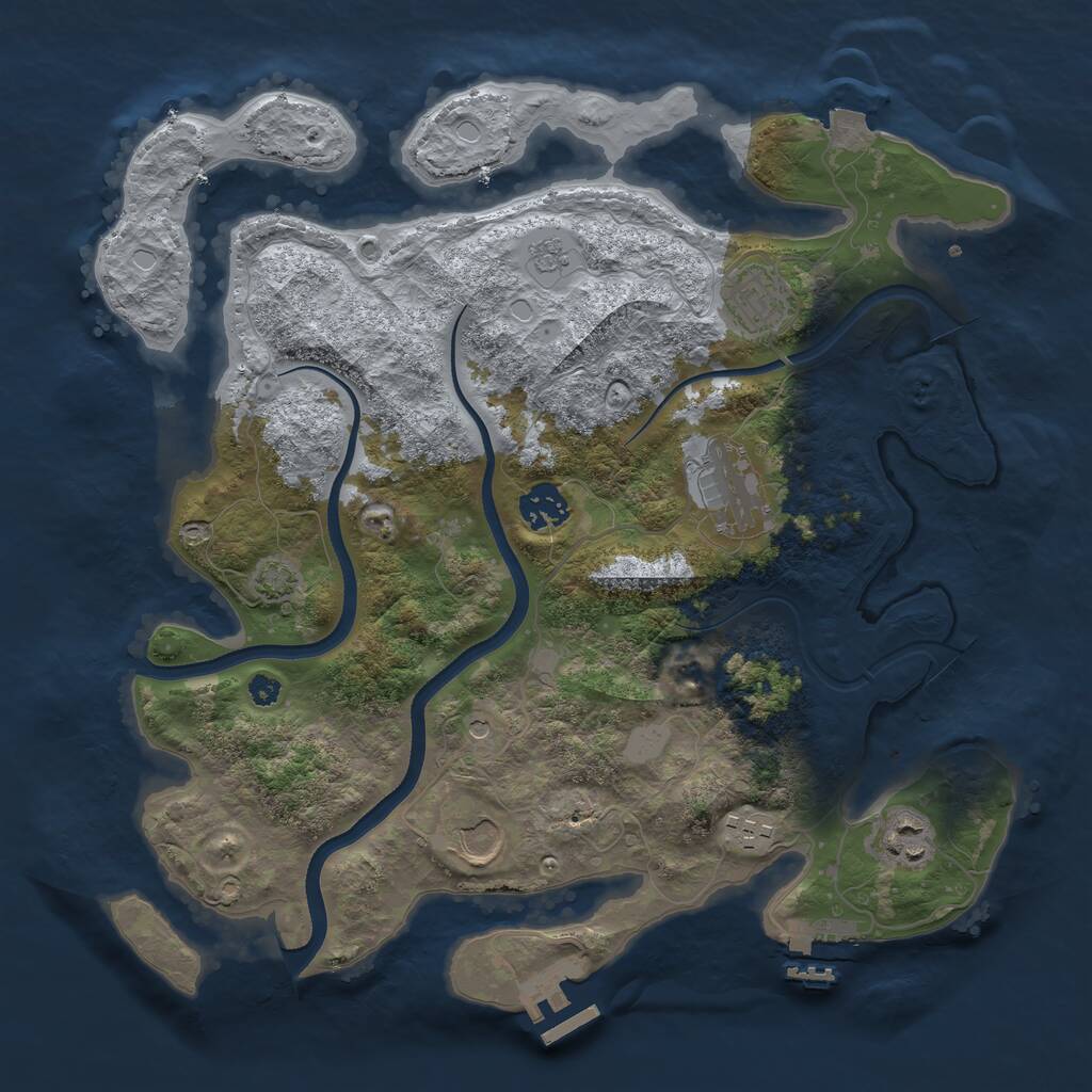 Rust Map: Procedural Map, Size: 3500, Seed: 74934963, 12 Monuments