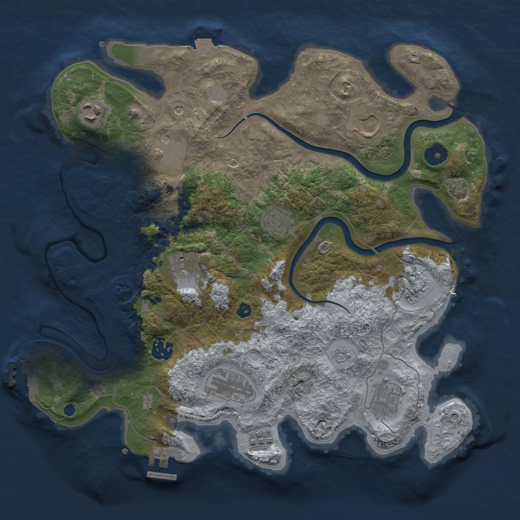 Rust Map: Procedural Map, Size: 3550, Seed: 23248392, 16 Monuments