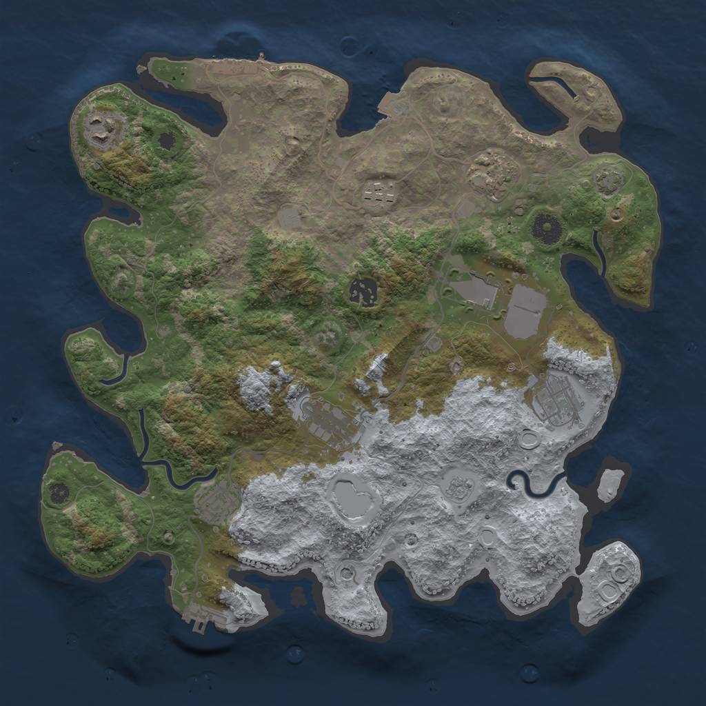 Rust Map: Procedural Map, Size: 3550, Seed: 23248392, 16 Monuments