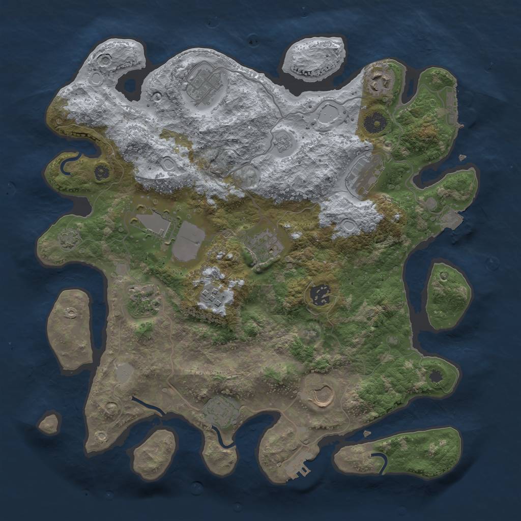 Rust Map: Procedural Map, Size: 3600, Seed: 39971723, 17 Monuments