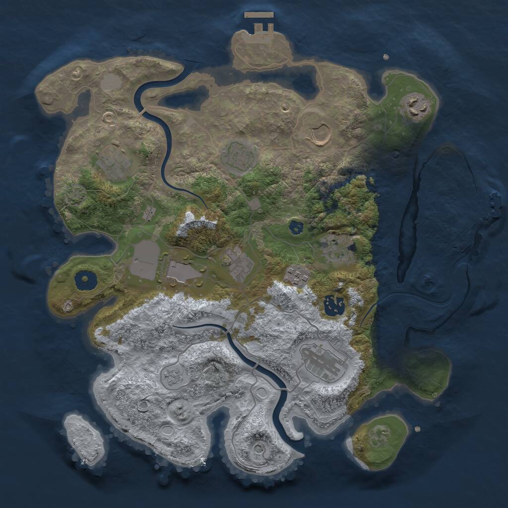 Rust Map: Procedural Map, Size: 3500, Seed: 27800937, 16 Monuments