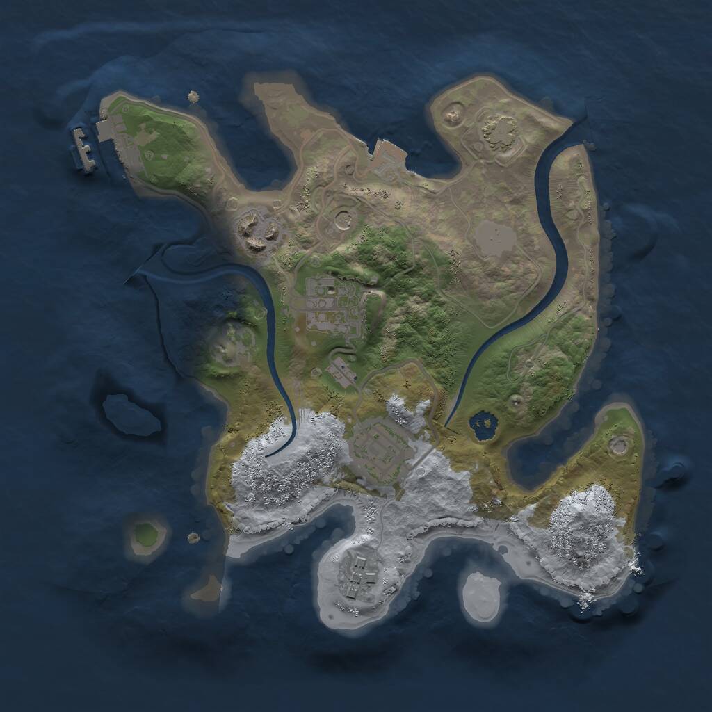 Rust Map: Procedural Map, Size: 2500, Seed: 1586557351, 8 Monuments