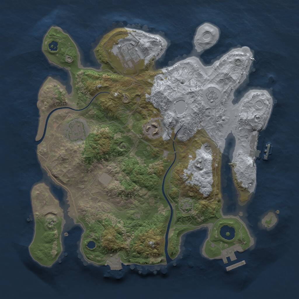 Rust Map: Procedural Map, Size: 3000, Seed: 243630722, 9 Monuments
