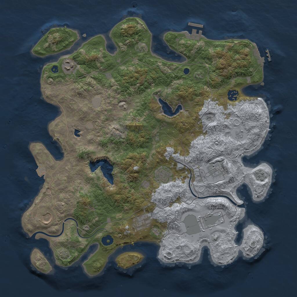 Rust Map: Procedural Map, Size: 4000, Seed: 23048675, 14 Monuments