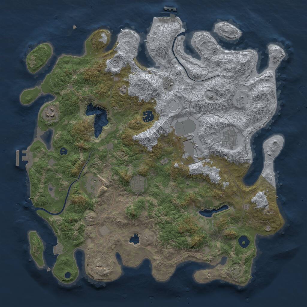 Rust Map: Procedural Map, Size: 4000, Seed: 54582183, 13 Monuments