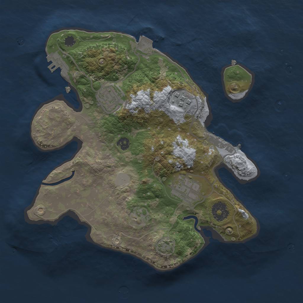 Rust Map: Procedural Map, Size: 2500, Seed: 1455661639, 9 Monuments