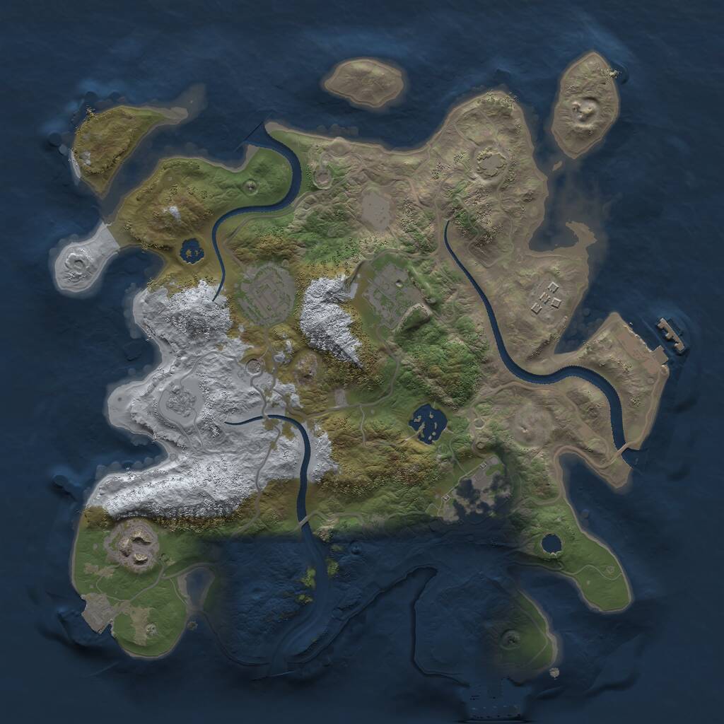 Rust Map: Procedural Map, Size: 3000, Seed: 6873356, 12 Monuments