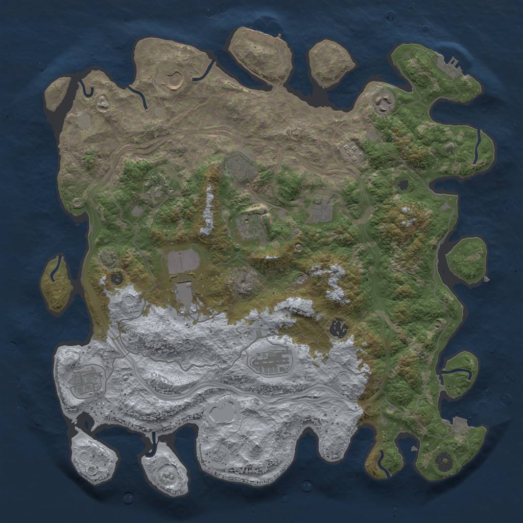 Rust Map: Procedural Map, Size: 4250, Seed: 720330333, 19 Monuments