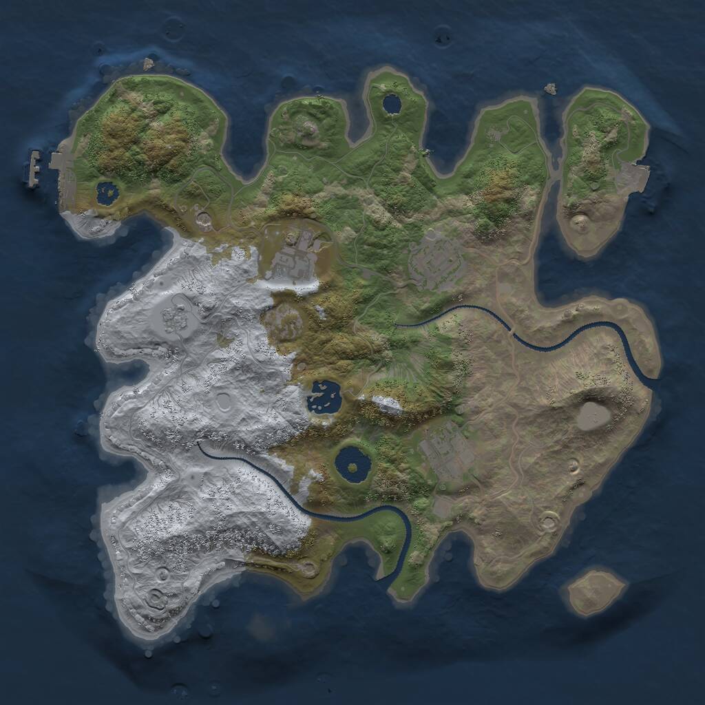 Rust Map: Procedural Map, Size: 3000, Seed: 2102227929, 8 Monuments