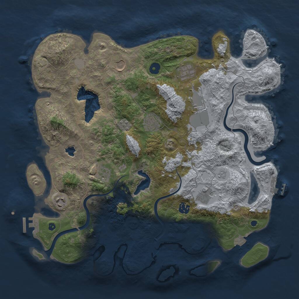 Rust Map: Procedural Map, Size: 4000, Seed: 500600, 15 Monuments