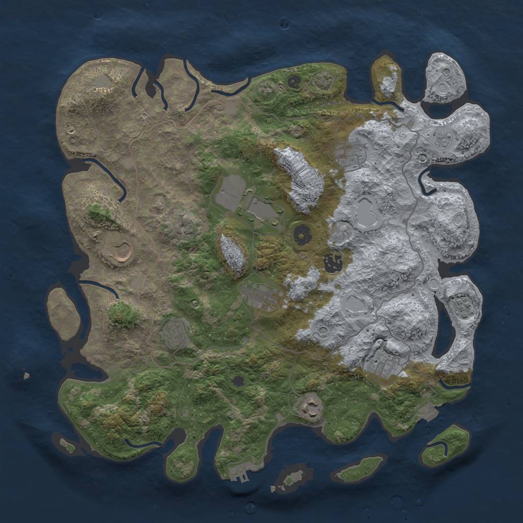 Rust Map: Procedural Map, Size: 4000, Seed: 500600, 16 Monuments