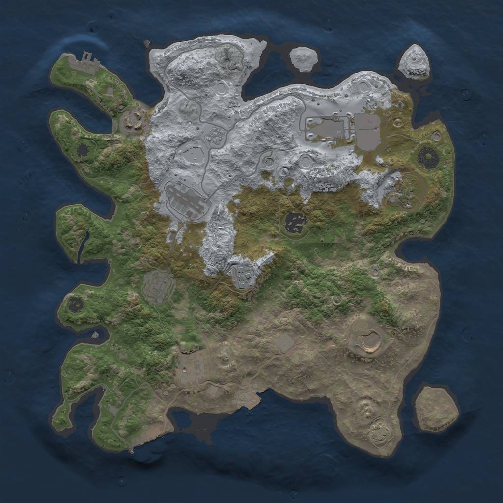 Rust Map: Procedural Map, Size: 3500, Seed: 748137823, 17 Monuments