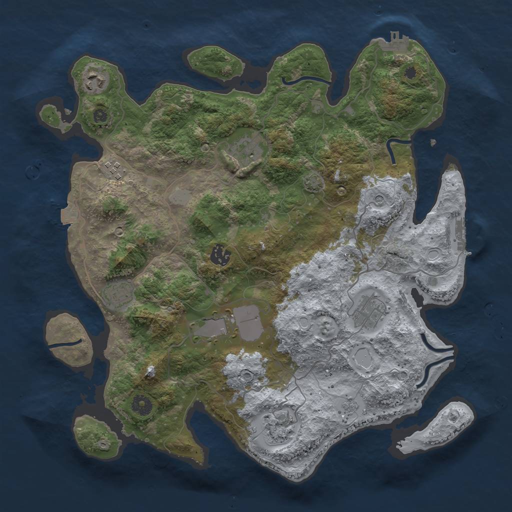Rust Map: Procedural Map, Size: 3700, Seed: 36813352, 16 Monuments